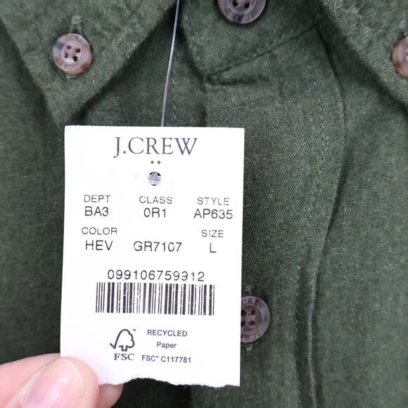 J.Crew Factory Men's Classic Brushed Twill Button Down Shirt Olive Green L NWT - Picture 4 of 8